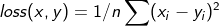 loss(x,y)=1/n\sum(x_i-y_i)^2