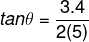tan\theta =\frac{3.4}{2(5)}