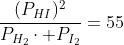 frac{(P_{HI})^2}{P_{H_{2}}cdot P_{I_{2}}}=55