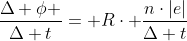 frac{Delta phi }{Delta t}= Rcdot frac{ncdot|e|}{Delta t}