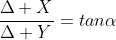 frac{Delta X}{Delta Y}=tanalpha