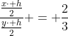 frac{frac{xcdot h}{2}}{frac{ycdot h}{2}} = frac{2}{3}