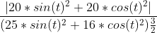 \frac{\left | 20*sin(t)^2+20*cos(t)^2 \right |}{(25*sin(t)^2+16*cos(t)^2)\frac{3}{2}}