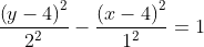 frac{left(y-4ight)^2}{2^2}-frac{left(x-4ight)^2}{1^2}=1
