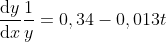 \frac{\mathrm{d}y }{\mathrm{d} x}\frac{1}{y}=0,34-0,013t