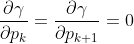 \frac{\partial \gamma }{\partial p_{k}}=\frac{\partial \gamma }{\partial p_{k+1}}=0