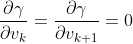 \frac{\partial \gamma }{\partial v_{k}}=\frac{\partial \gamma }{\partial v_{k+1}}=0