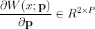 \frac{\partial W(x; \textbf{p})}{\partial \textbf{p}} \in R^{2 \times P}