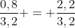 frac{0,8}{3,2} = frac{2,2}{3,2+x}