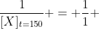frac{1}{[X]_{t=150}} = frac{1}{1} + 0,04cdot 150