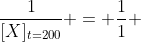 frac{1}{[X]_{t=200}} = frac{1}{1} + 0,04cdot 200