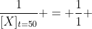 frac{1}{[X]_{t=50}} = frac{1}{1} + 0,04cdot 50
