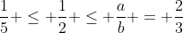frac{1}{5} leq frac{1}{2} leq frac{a}{b} = frac{2}{3}