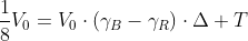 frac{1}{8}V_0=V_0cdot(gamma_B-gamma_R)cdotDelta T