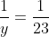 frac{1}{x}+frac{1}{y}=frac{1}{23}