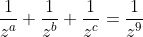 frac{1}{z^a}+frac{1}{z^b}+frac{1}{z^c}=frac{1}{z^9}