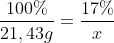 frac{100%}{21,43g}=frac{17%}{x}