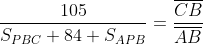 frac{105}{S_{PBC}+84+S_{APB}}=frac{overline{CB}}{overline{AB}}