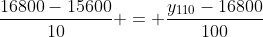 frac{16800-15600}{10} = frac{y_{110}-16800}{100}