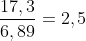 frac{17,3}{6,89}=2,5