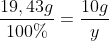 frac{19,43g}{100%}=frac{10g}{y}