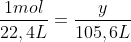 frac{1mol}{22,4L}=frac{y}{105,6L}