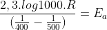 frac{2,3.log1000.R}{(frac{1}{400}-frac{1}{500})}=E_a