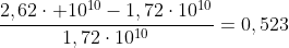 frac{2,62cdot 10^{10}-1,72cdot10^{10}}{1,72cdot10^{10}}=0,523