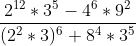 \frac{2^{12}*3^{5}-4^{6}*9^{2}}{(2^{2}*3)^{6}+8^{4}*3^{5}}