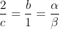 frac{2}{c}=frac{b}{1}=frac{alpha}{eta}