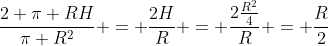 frac{2 pi RH}{pi R^{2}} = frac{2H}{R} = frac{2frac{R^{2}}{4}}{R} = frac{R}{2}