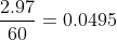 moles\;deiethyl\: ether = \frac{2.97}{60}=0.0495\;moles