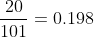 moles\;KNO_3 = \frac{20}{101}=0.198\;moles