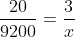 frac{20}{9200}=frac{3}{x}