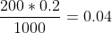 \frac{200*0.2}{1000}=0.04 moles