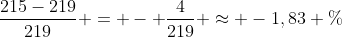 frac{215-219}{219} = - frac{4}{219} approx -1,83 \%