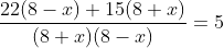 frac{22(8-x)+15(8+x)}{(8+x)(8-x)}= 5
