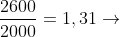 frac{2600}{2000}=1,31
ightarrow;aumento;de;30\%