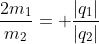 frac{2m_1}{m_2}= frac{|q_1|}{|q_2|}