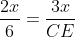 frac{2x}{6}=frac{3x}{CE}