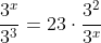 3^x-frac{3cdot5}{3^{x-1}}+frac{3^{x}}{3^3}=23cdotfrac{3^2}{3^{x}}
