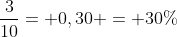 frac{3}{10}= 0,30 = 30\%