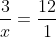 frac{3}{x}=frac{12}{1}