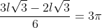 frac{3lsqrt{3}-2lsqrt{3}}{6}=3pi