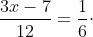 \frac{3x-7}{12}=\frac{1}{6}\cdot (2x-3)-\frac{x-1}{8}
