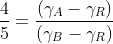 frac{4}{5}=frac{(gamma_A-gamma_R)}{(gamma_B-gamma_R)}