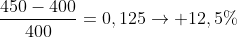 frac{450-400}{400}=0,125
ightarrow 12,5\%