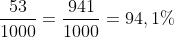 frac{888}{1000}+frac{53}{1000}=frac{941}{1000}=94,1\%