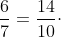 1,4\cdot \frac{6}{7}=\frac{14}{10}\cdot \frac{6}{7}=\frac{7}{5}\cdot \frac{6}{7}\neq 1