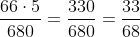 frac{66cdot5}{680}=frac{330}{680}=frac{33}{68}